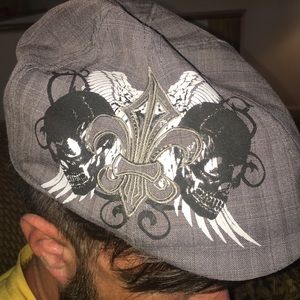Carbon Flat Cap w/skulls
